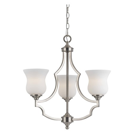 CAL LIGHTING Brushed Steel Barrie 3 Light 1 Tier Chandelier FX-3531/3